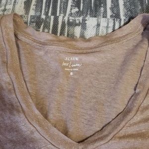 J. Crew Linen Metallic V-neck Top